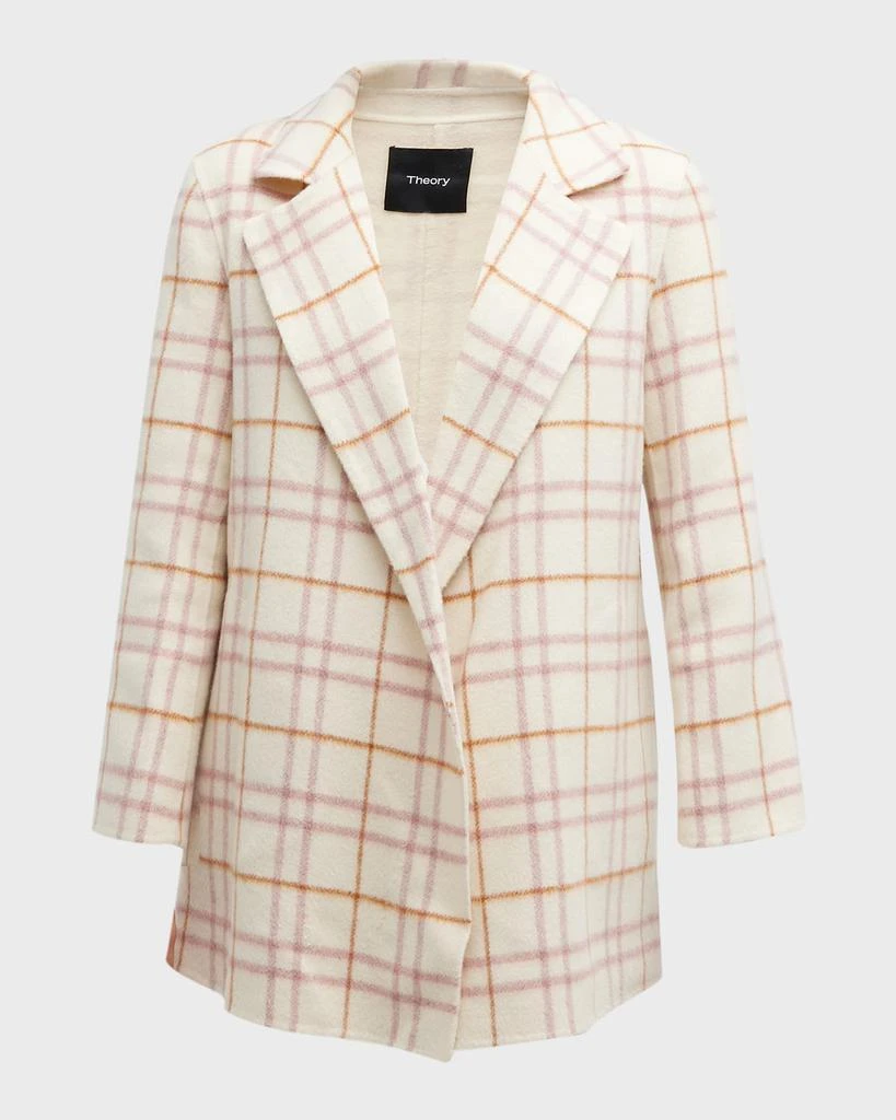 商品Theory|Clairene Open-Front Wool-Blend Plaid Jacket,价格¥1877,第2张图片详细描述