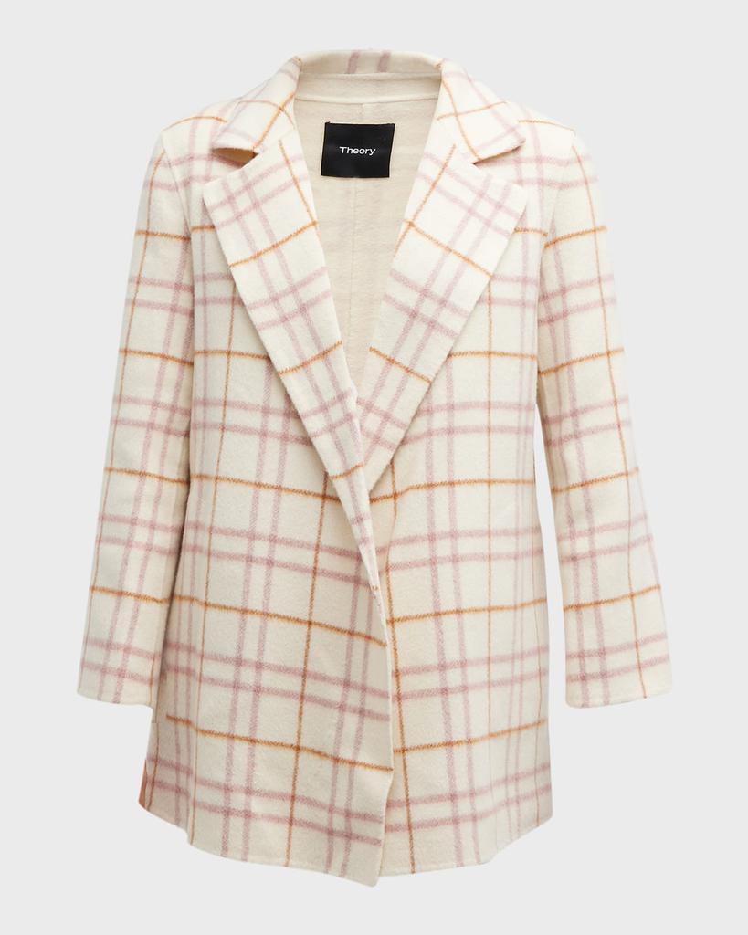 商品Theory|Clairene Open-Front Wool-Blend Plaid Jacket,价格¥1967,第4张图片详细描述