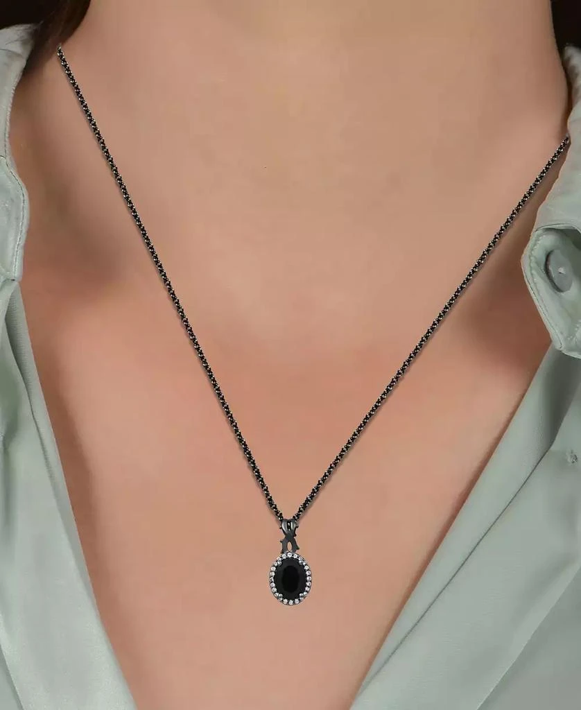 商品Disney Enchanted Vault|Onyx & Diamond (1/10 ct. t.w.) Maleficent 18" Pendant Necklace in Black Rhodium-Plated Sterling Sliver,价格¥808,第2张图片详细描述