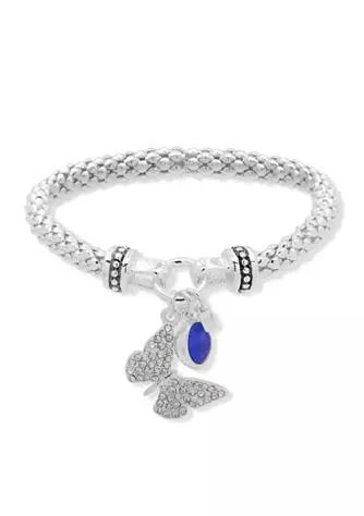 商品Nine West|Butterfly Stretch Silver Crystal Bracelet,价格¥60,第1张图片
