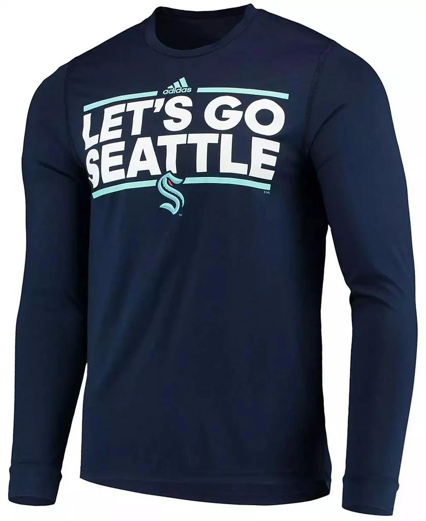 商品Adidas|Men's Deep Sea Blue Seattle Kraken Dassler AEROREADY Creator Long Sleeve T-shirt,价格¥299,第3张图片详细描述