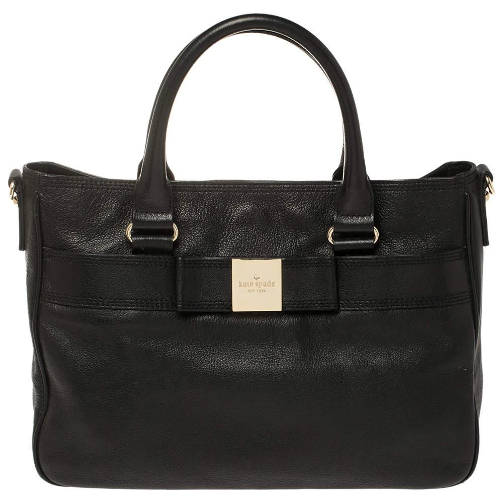 商品[二手商品] Kate Spade|Kate Spade Black Leather Bow Tote,价格¥1412,第1张图片