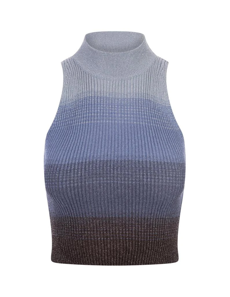 商品GCDS|GCDS Mock Neck Sleeveless Ribbed-Knit Cropped Top,价格¥2030,第1张图片