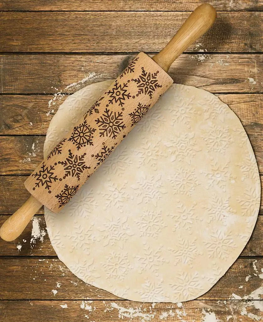 商品Mrs. Anderson's Baking|Snowflake Design Embossing Rolling Pin European Beechwood,价格¥386,第2张图片详细描述