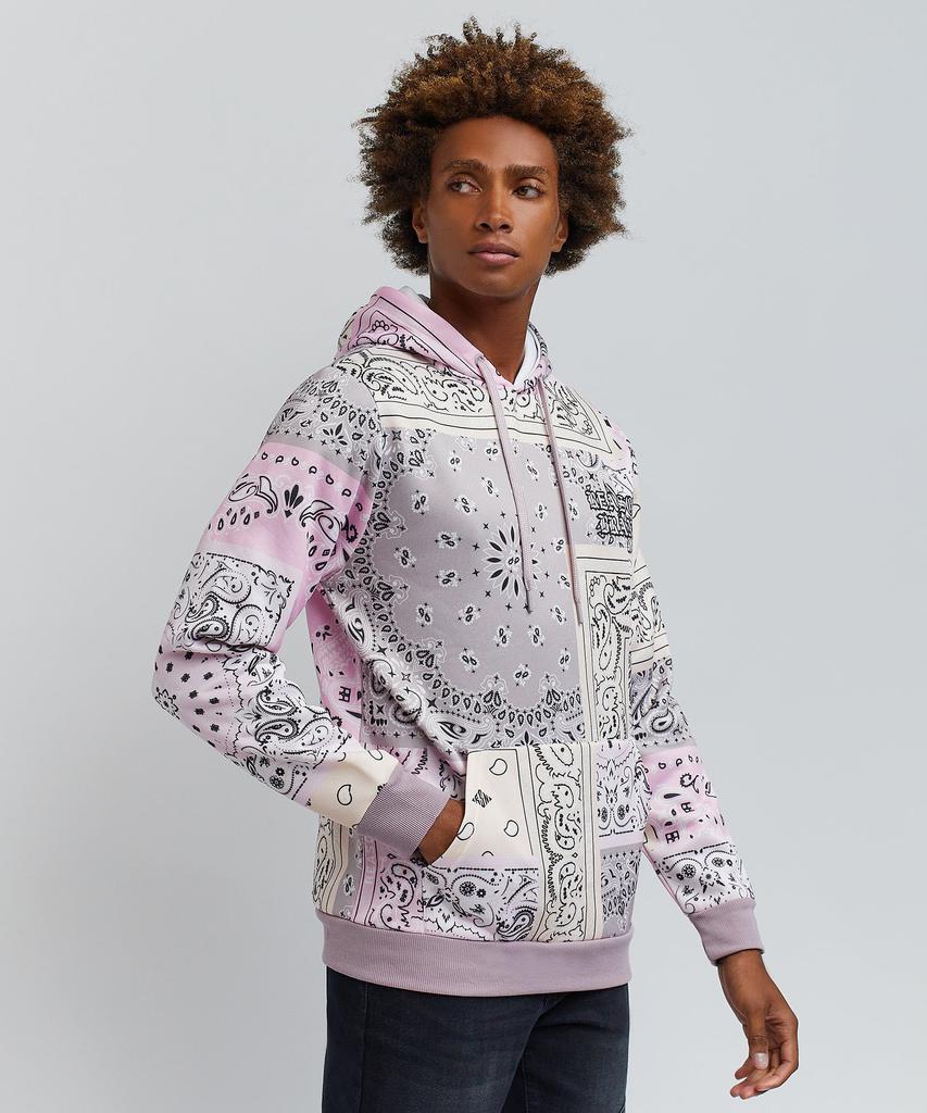 商品Reason Clothing|Paisley Pink-Beige Pattern Print Hoodie,价格¥289,第5张图片详细描述