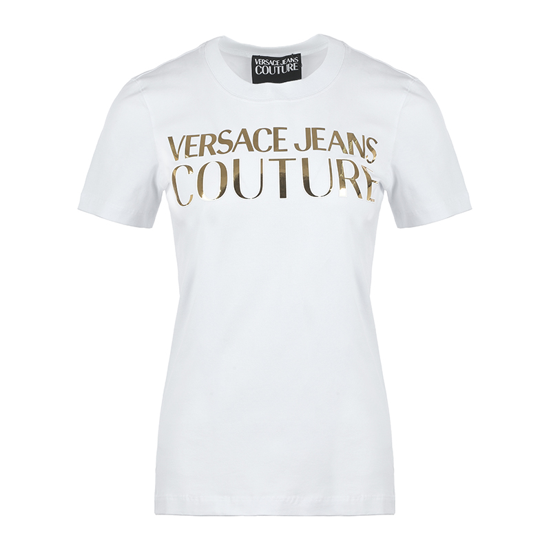 VERSACE JEANS 女白色短袖T恤 72HAHG01-CJ02G-G03商品第1张图片规格展示