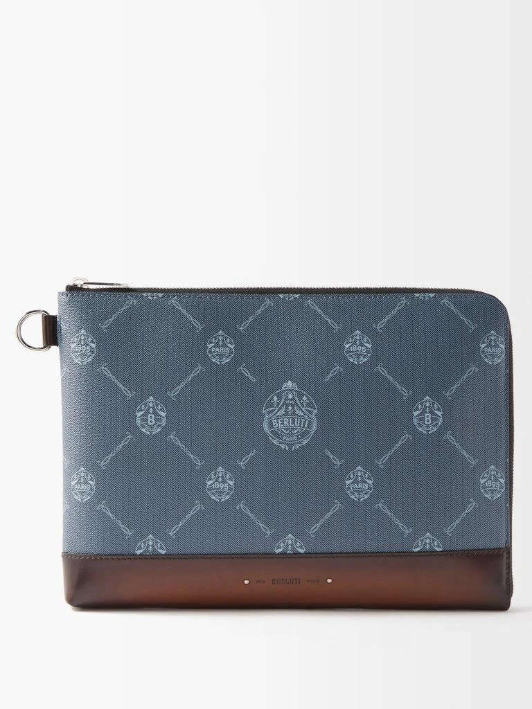 商品Berluti|Gino Venezia-leather and crest-print twill pouch,价格¥6896,第1张图片