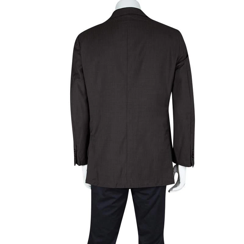 商品[二手商品] Zegna|Ermenegildo Zegna Brown Self Striped Micronsphere Wool Custom Made Blazer XL,价格¥913,第3张图片详细描述