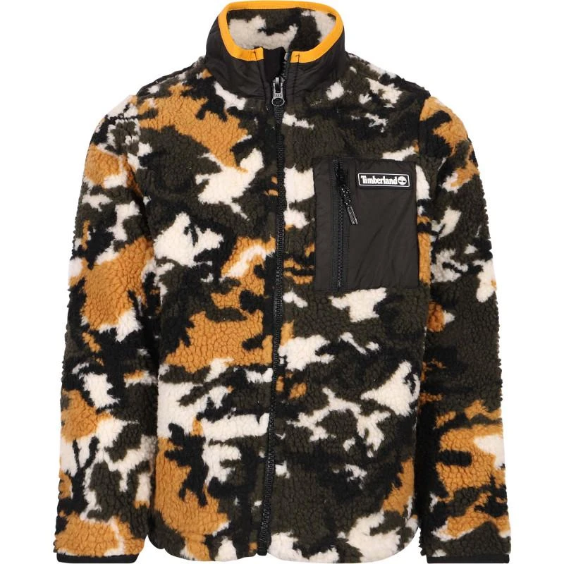 商品Timberland|Camouflage print logo teddy jacket in brown,价格¥623,第1张图片