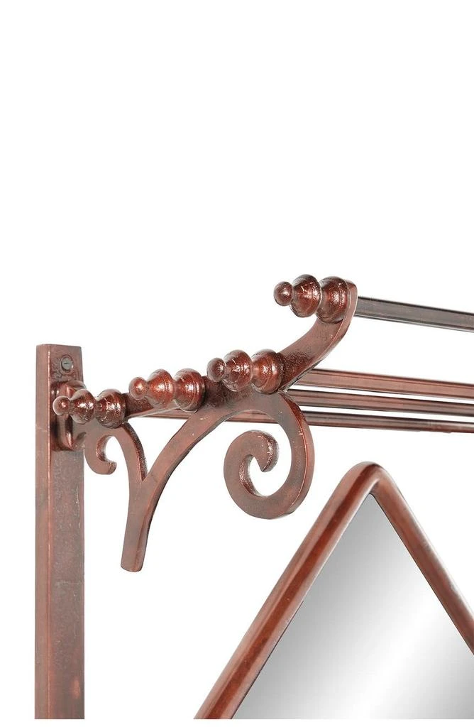商品WILLOW ROW|Copper Bathroom Wall Rack with Hooks & Mirror,价格¥1409,第3张图片详细描述