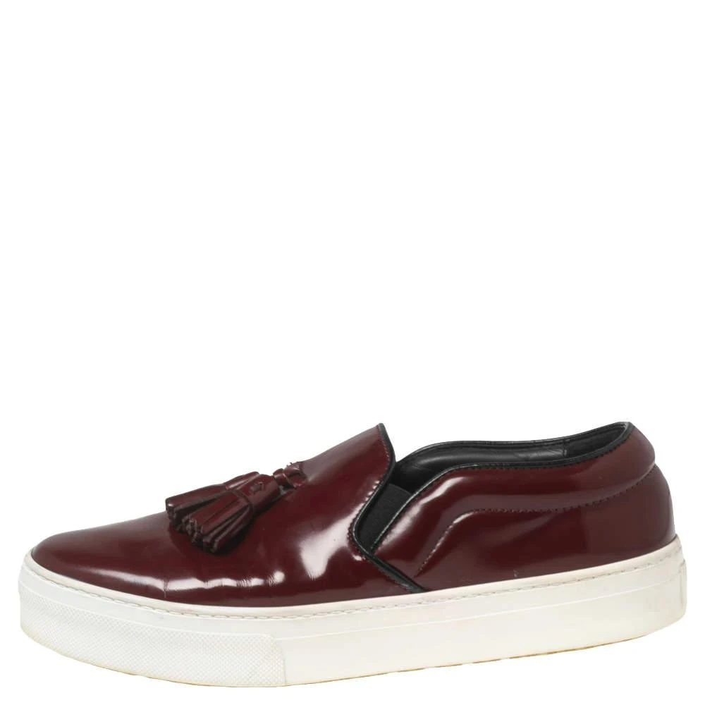 商品[二手商品] Celine|Celine Burgundy Leather Tassel Slip On Sneakers Size 37.5,价格¥1098,第2张图片详细描述