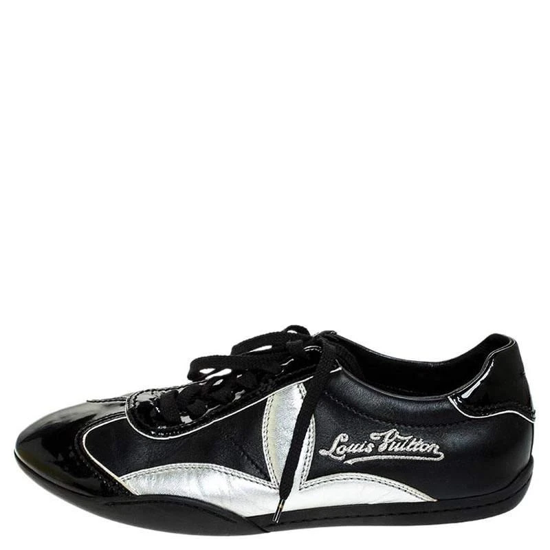 商品[二手商品] Louis Vuitton|Louis Vuitton Black/Silver Patent Leather And Leather Low Top Lace Up Sneakers Size 41,价格¥3327,第2张图片详细描述