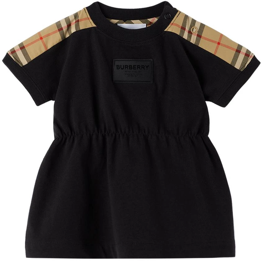 商品Burberry|黑色 & 驼色格纹婴儿连衣裙 & 短裤套装,价格¥1464,第2张图片详细描述