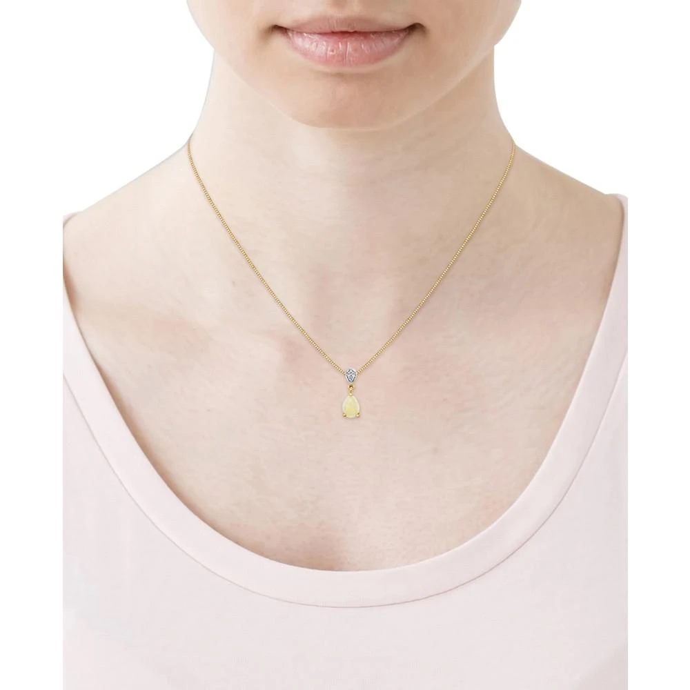 商品Macy's|Opal (3/8 ct. t.w.) & Diamond Accent 18" Pendant Necklace in 14k Gold,价格¥6792,第2张图片详细描述