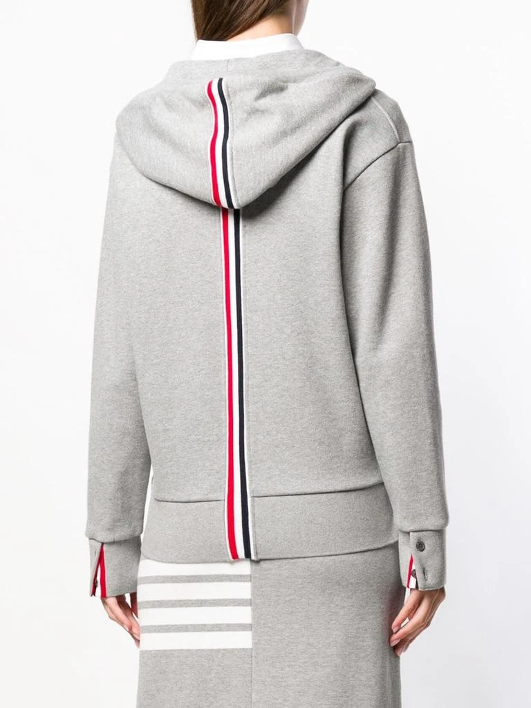 商品Thom Browne|THOM BROWNE WOMEN ZIP UP HOODIE IN CLASSIC LOOPBACK WITH CB RWB STRIPE,价格¥6789,第2张图片详细描述