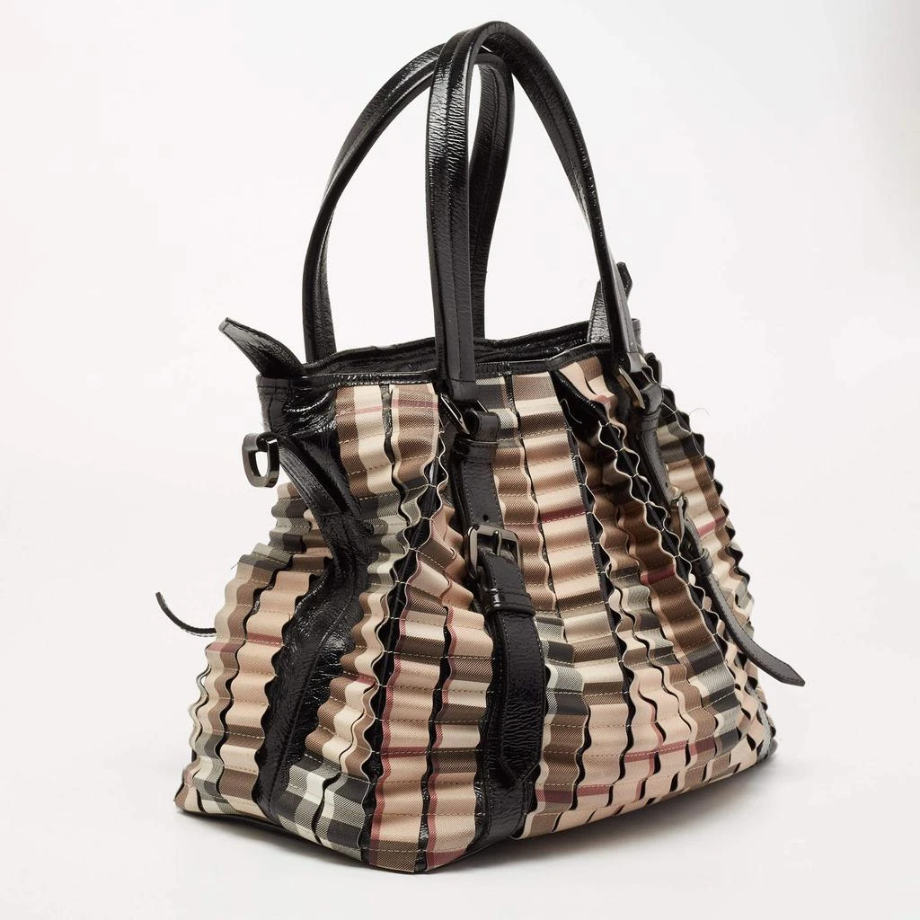 商品[二手商品] Burberry|Burberry Beige/Black House Check PVC and Patent Leather Cartridge Pleat Tote,价格¥3165,第3张图片详细描述