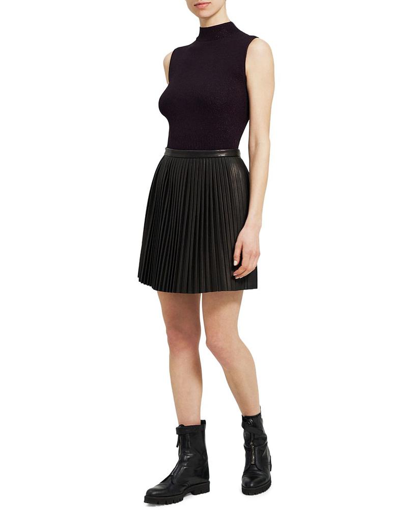 Pleated Leather Mini Skirt商品第4张图片规格展示