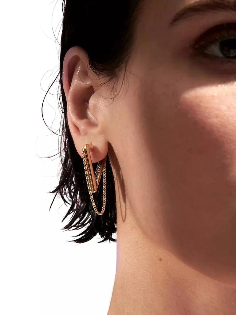商品Demarson|Vera 12K Gold-Plated Crystal Pavé V-Shaped Hoops,价格¥1462,第2张图片详细描述