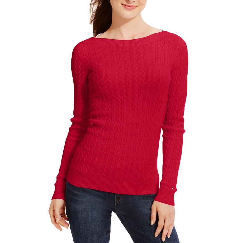 商品Tommy Hilfiger|Tommy Hilfiger Womens Cate Cable-Knit Ribbed Pullover Sweater,价格¥262-¥264,第4张图片详细描述