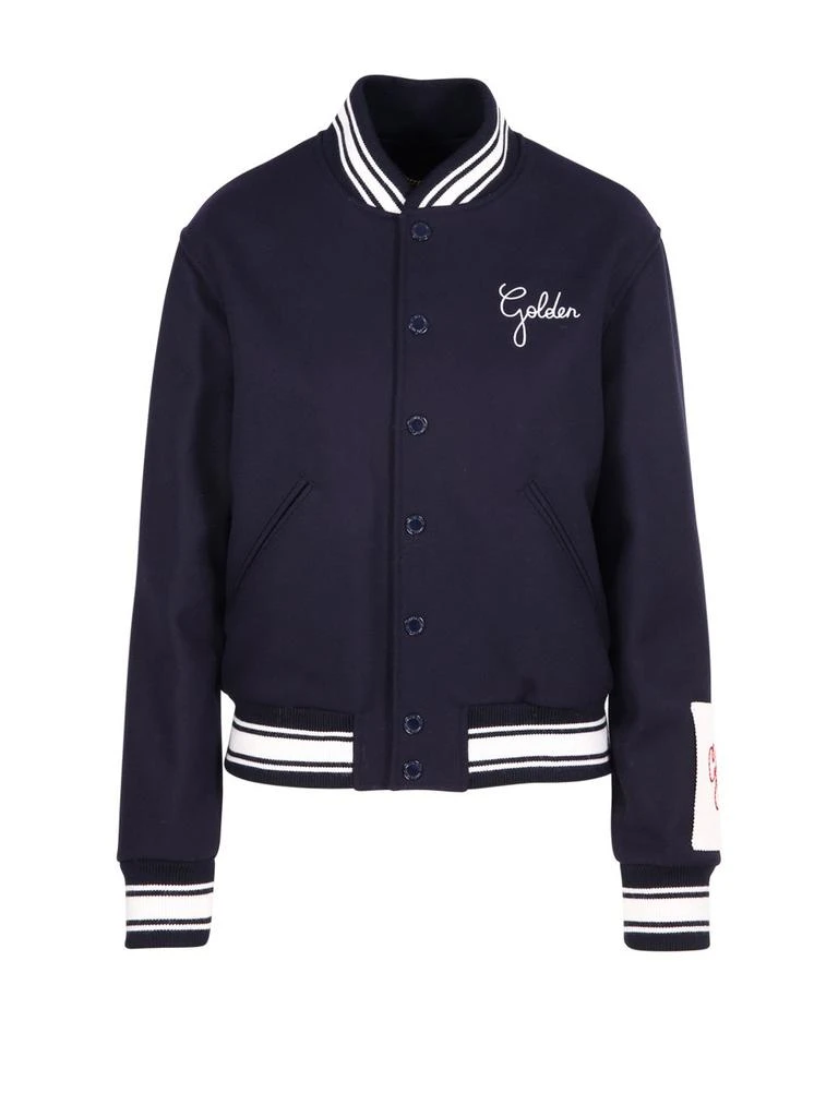 商品Golden Goose|Golden Goose Deluxe Brand Logo Embroidered Striped Baseball Jacket,价格¥2719,第1张图片