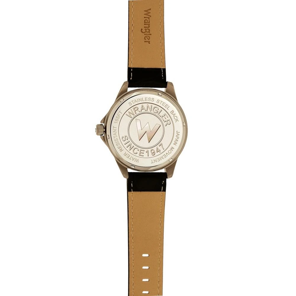 商品Wrangler|Men's Watch, 48MM IP Silver Case with White Dial, Tan Strap,价格¥527,第4张图片详细描述