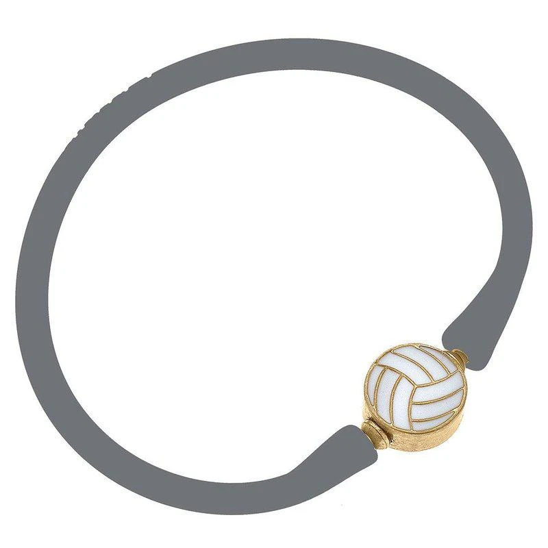 商品Canvas Style|Enamel Volleyball Silicone Bali Bracelet In Grey,价格¥213,第1张图片