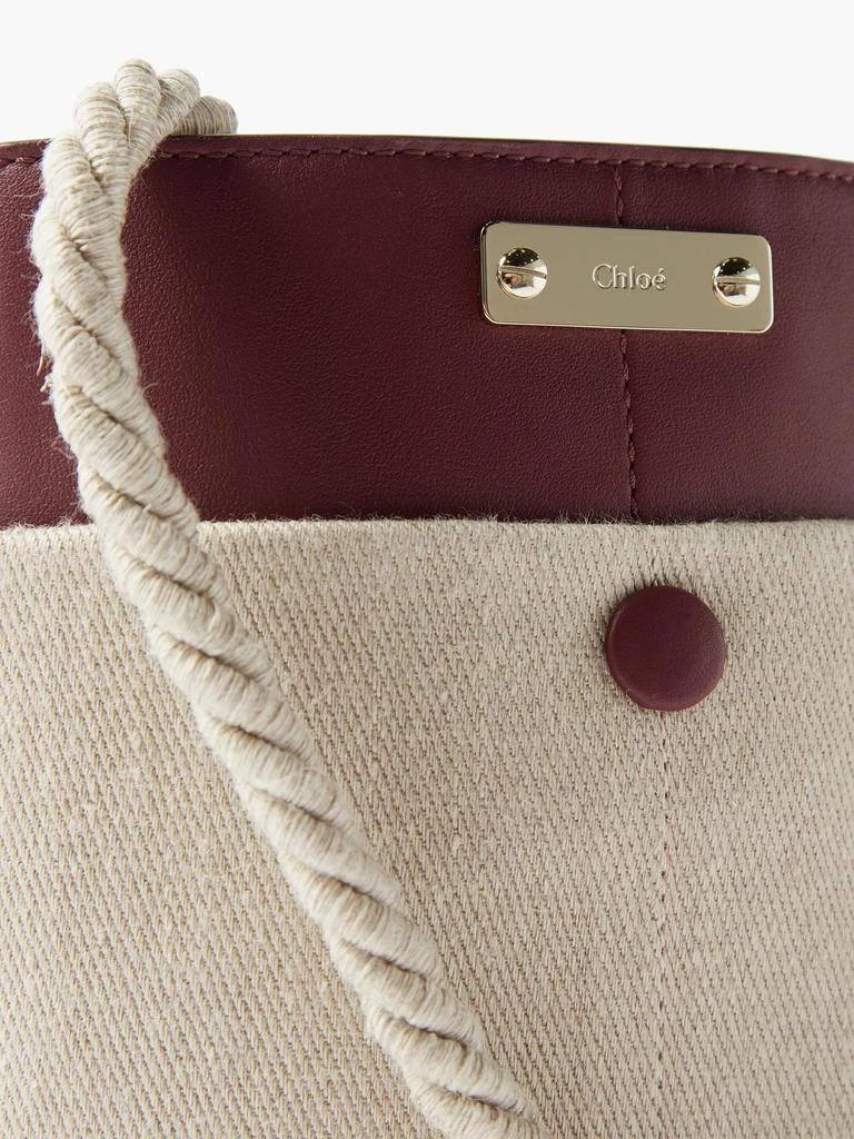 商品Chloé|Logo-plaque linen-twill and leather bucket bag,价格¥5089,第5张图片详细描述