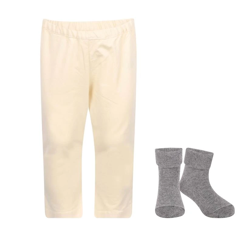 商品Bonpoint|Cotton baby pants and ribbed socks set in vanilla and grey,价格¥918,第1张图片