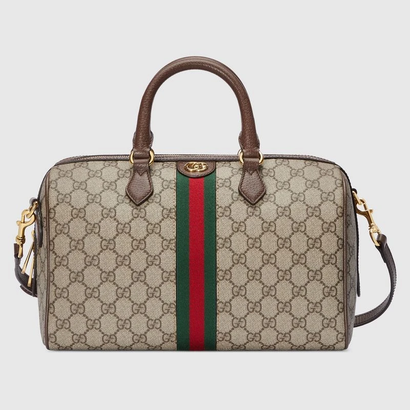商品Gucci|古驰Ophidia系列女士米色和乌木色帆布中号  手提包 77206596IWG8745,价格¥13985,第1张图片
