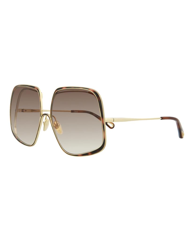 Rectangle-Frame Metal Sunglasses商品第2张图片规格展示