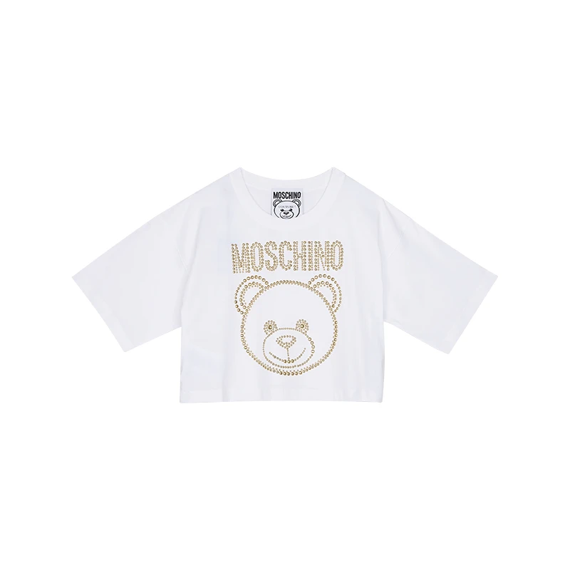 （特价清仓）MOSCHINO/莫斯奇诺 21早秋 女士Teddy Studs弹力针织棉T恤 白色07085540 A1001  商品