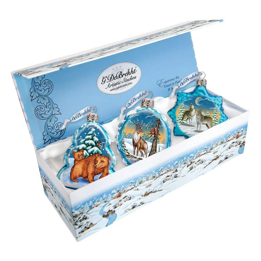 商品Designocracy|Designocracy Wildlife Keepsake Glass Ornament Set of 3,价格¥866,第1张图片