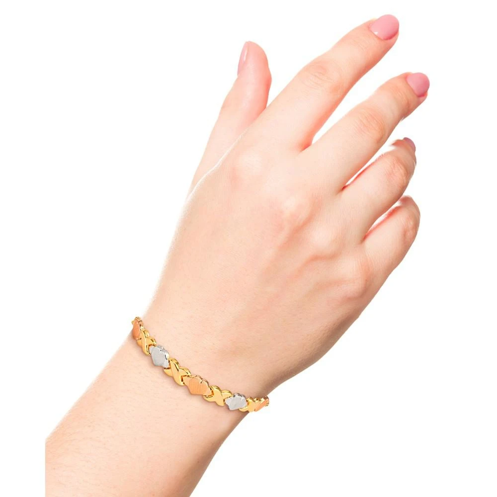 商品Macy's|Hearts & Kisses Bolo Bracelet in 18k Tri-Color 14k Gold-Plated Sterling Silver,价格¥912,第2张图片详细描述