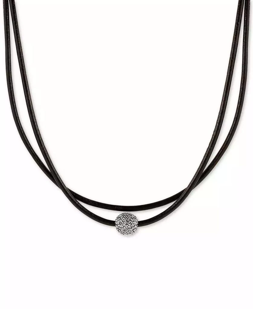 商品Lucky Brand|Silver-Tone Black Leather Crystal Choker Necklace,价格¥260,第2张图片详细描述