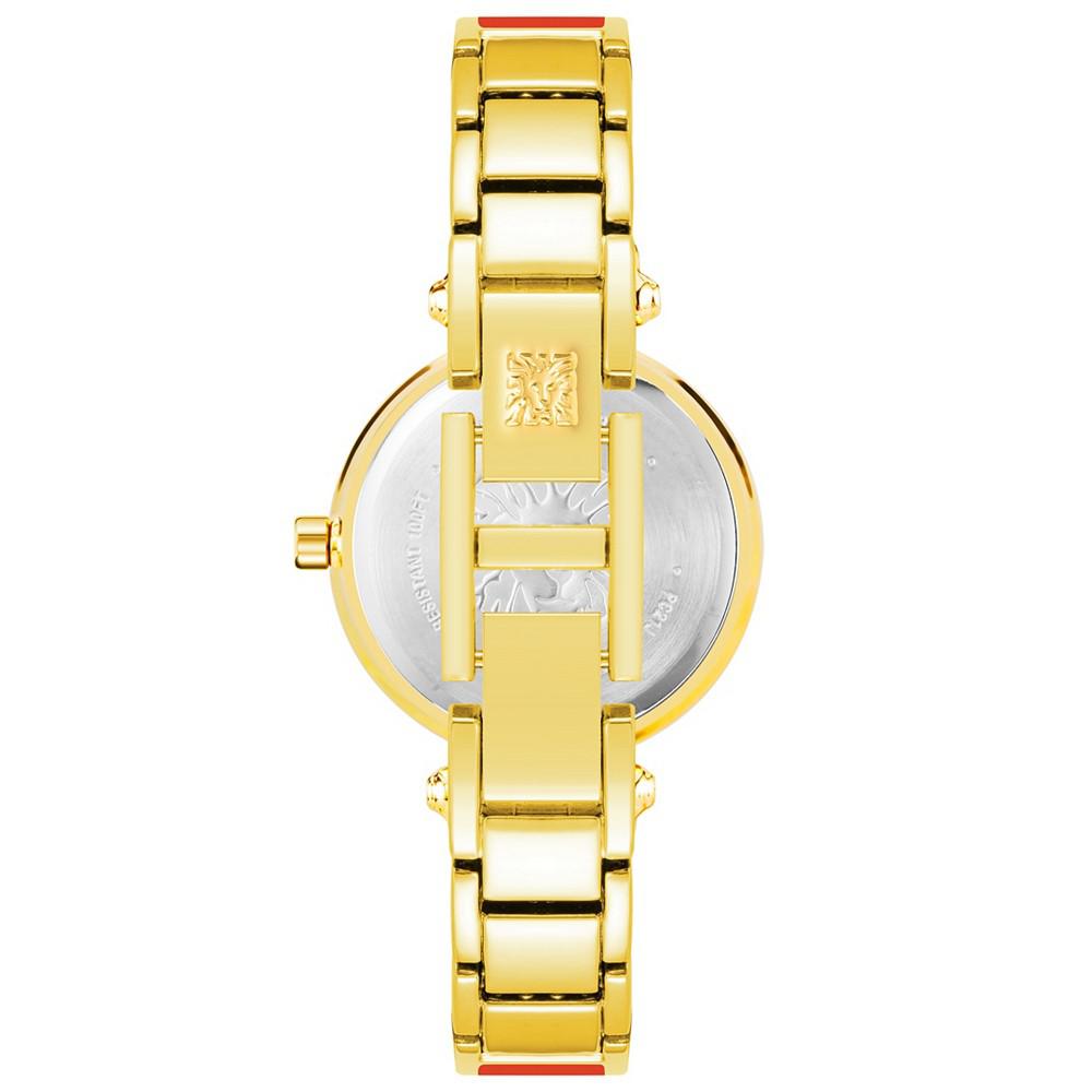 Women's Gold-Tone Alloy with Red Enamel Bangle Watch 34mm商品第3张图片规格展示