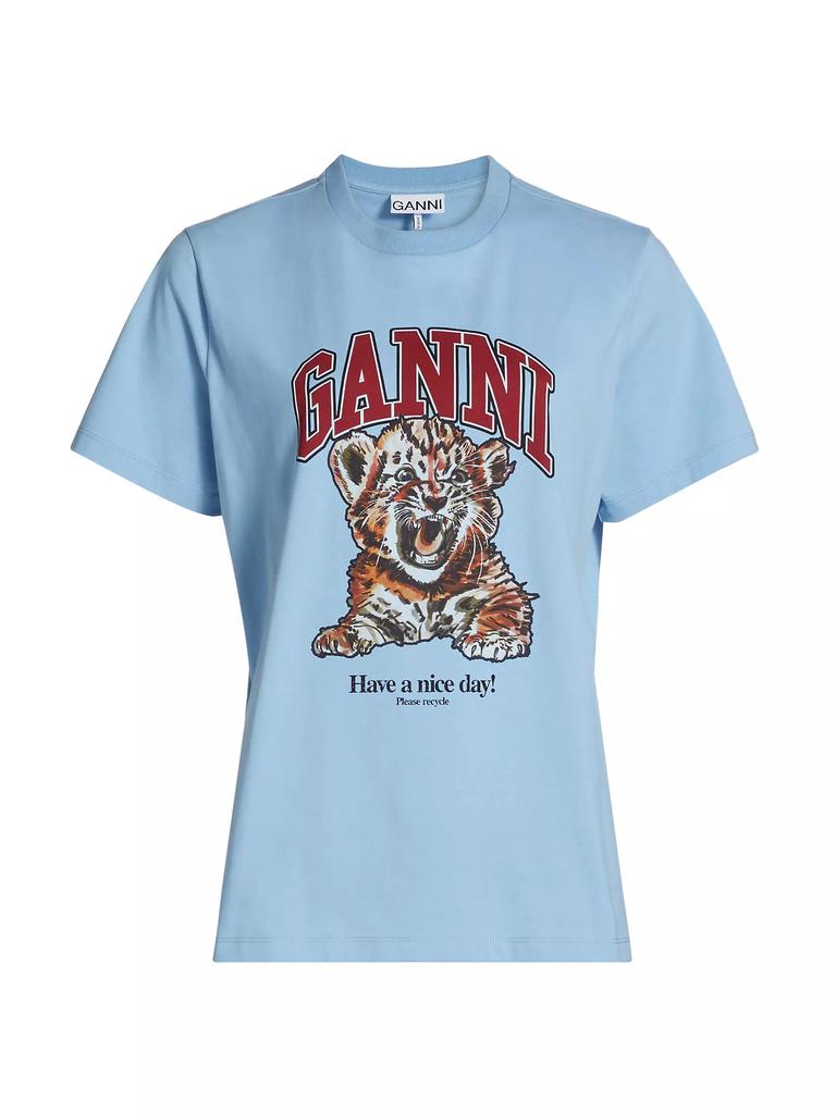 Ganni Tiger Cotton T-Shirt - T-Shirts - Free Shipping