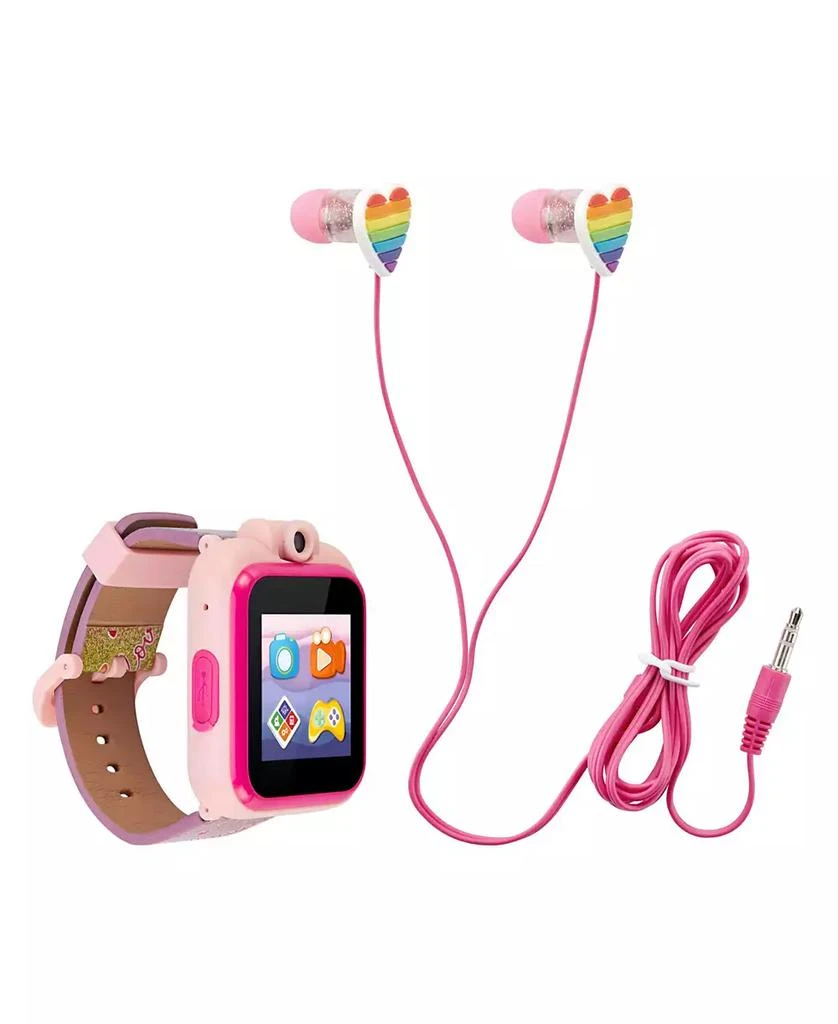 商品Playzoom|Kid's Rainbow Glitter Corgi Dog Silicone Strap Touchscreen Smart Watch 42mm with Earbuds Gift Set,价格¥150,第3张图片详细描述