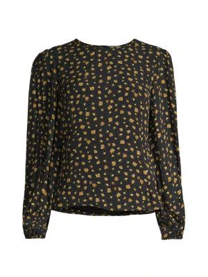 商品Tahari|Floral Silk Blouson Sleeve Blouse,价格¥263,第5张图片详细描述