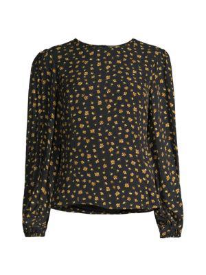 商品Tahari|Floral Silk Blouson Sleeve Blouse,价格¥711,第7张图片详细描述