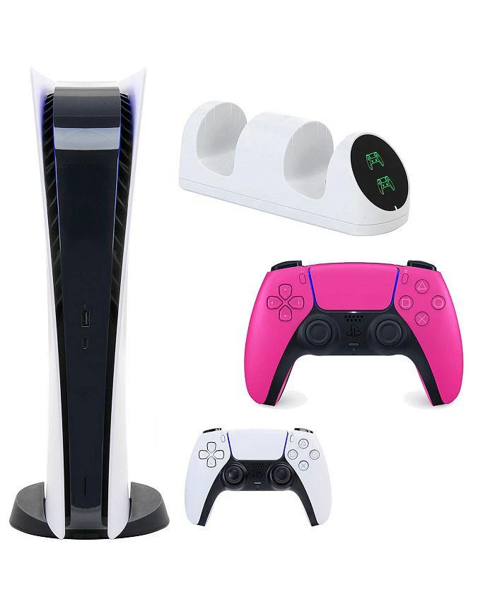 商品SONY|PS5 Digital Console with Extra Pink Dualsense Controller and Dual Charging Dock,价格¥5457,第1张图片