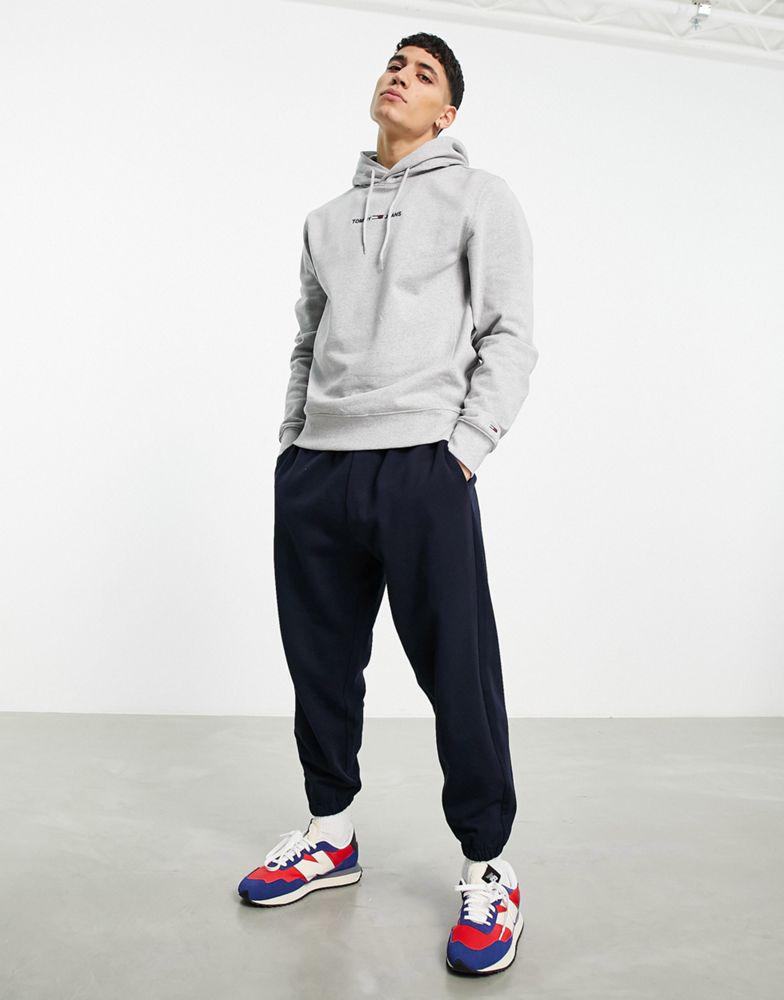 Tommy Jeans straight logo hoodie in grey商品第3张图片规格展示