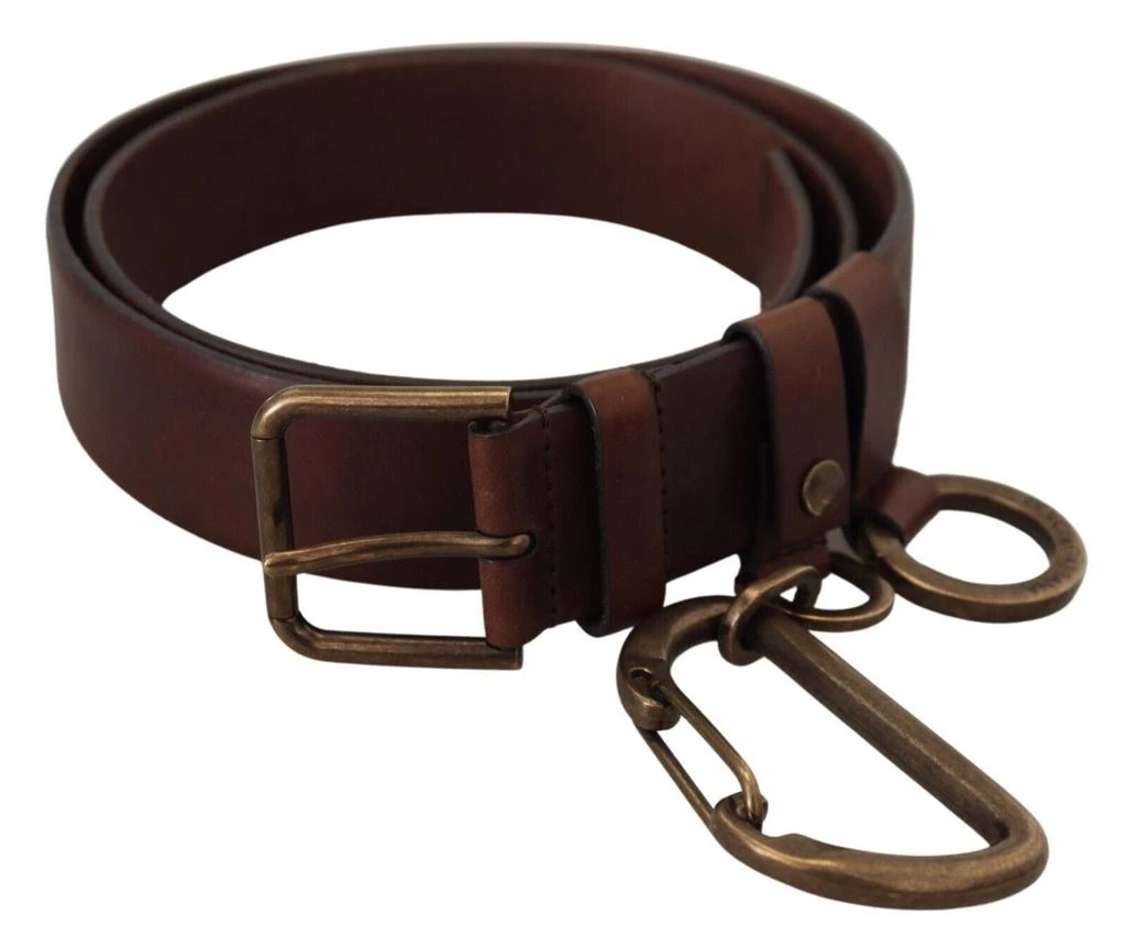 商品Dolce & Gabbana|Dolce & Gabbana Brown Leather Gold Metal Buckle Carabiner Belt,价格¥2175,第2张图片详细描述