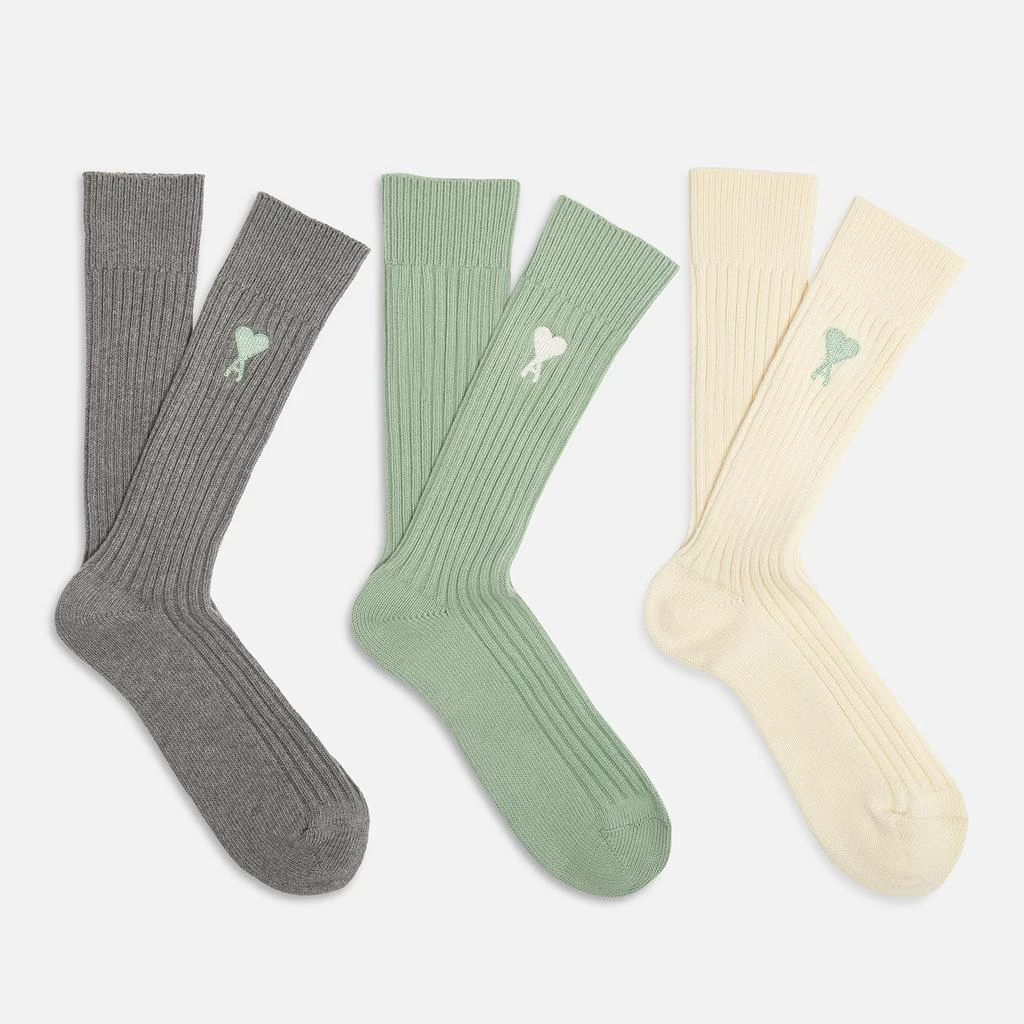 商品AMI|AMI x Coggles de Coeur Three-Pack Cotton-Blend Socks,价格¥907,第1张图片