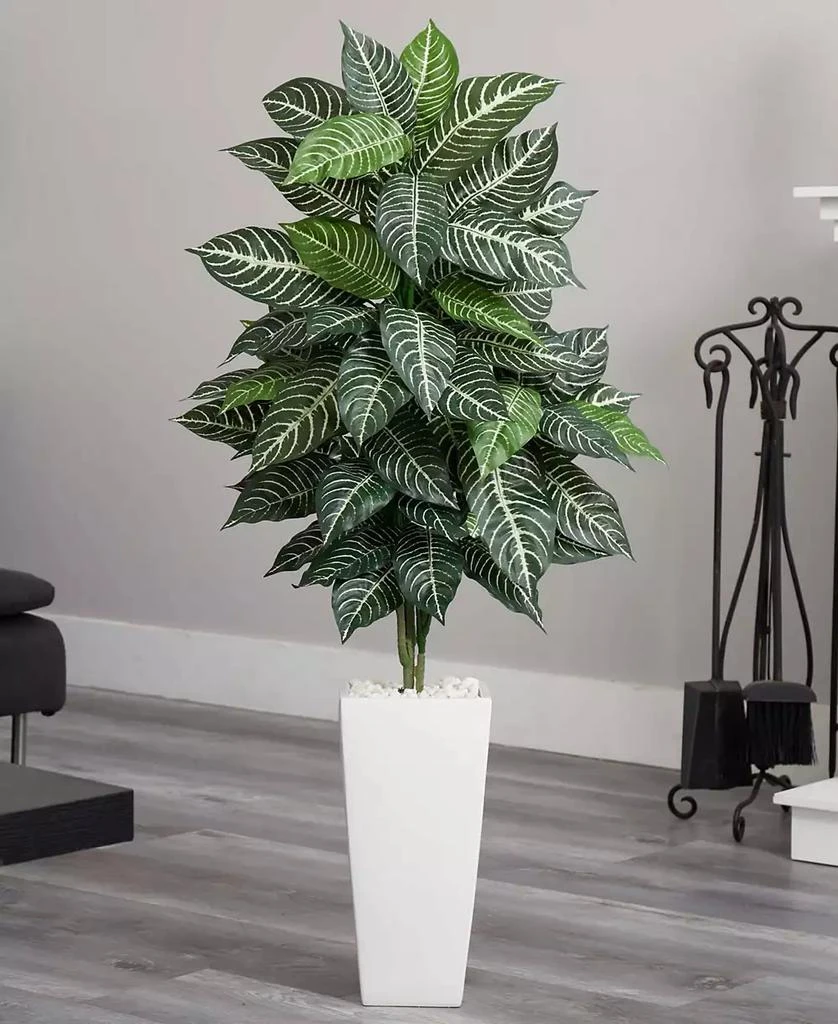 商品NEARLY NATURAL|4' Zebra Artificial Plant in White Tower Planter,价格¥946,第3张图片详细描述