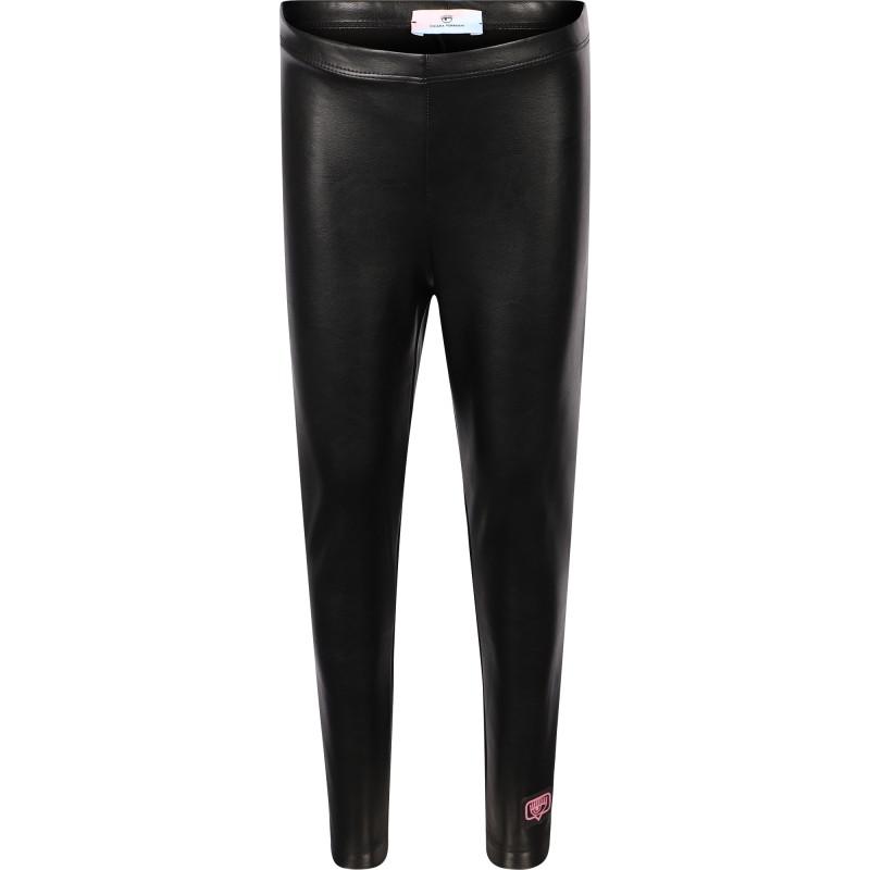 Faux leather logo leggings in black商品第1张图片规格展示