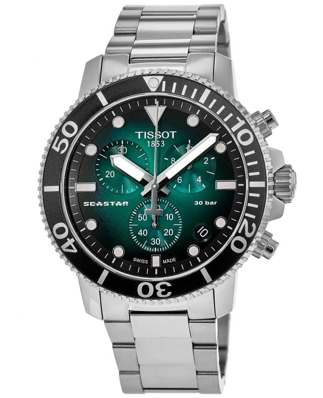 商品Tissot|Tissot Seastar 1000 Chronograph Green Dial Steel Men's Watch T120.417.11.091.01,价格¥3103,第1张图片