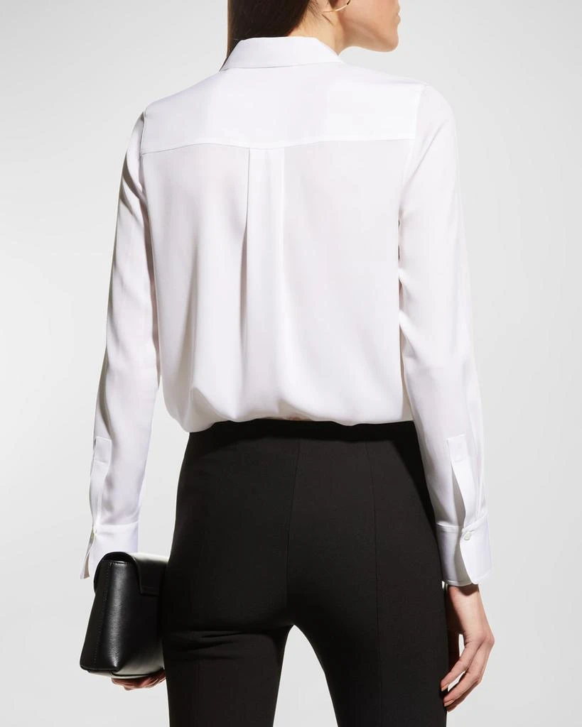 Slim-Fit Long-Sleeve Stretch-Silk Blouse 商品