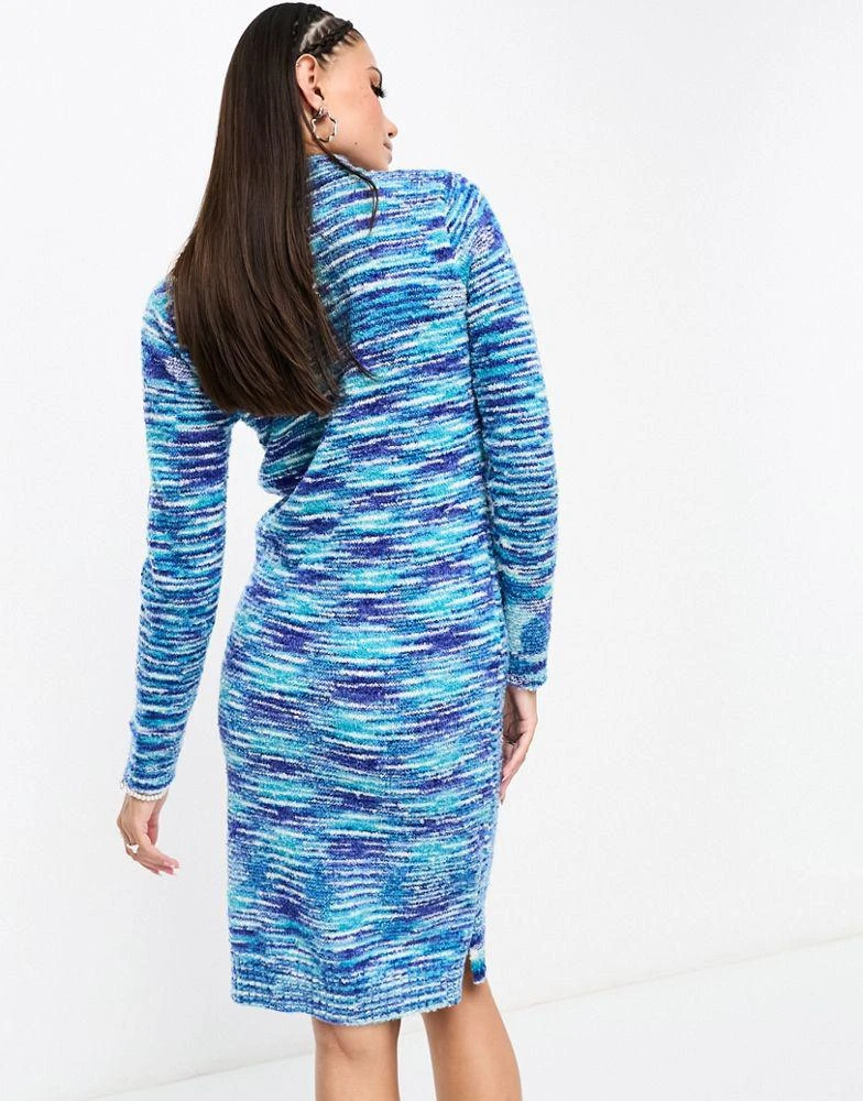 商品Daisy Street|Daisy Street roll neck slouch midi jumper dress in stripe mix knit,价格¥370,第4张图片详细描述
