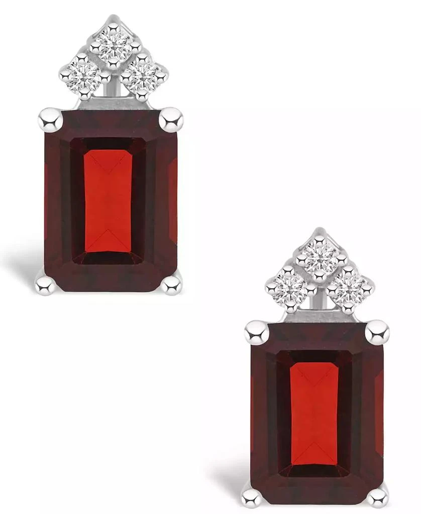 商品Macy's|Garnet (3-7/8 ct. t.w.) and Diamond (1/8 ct. t.w.) Stud Earrings in 14K Yellow Gold or 14K White Gold,价格¥3401,第3张图片详细描述