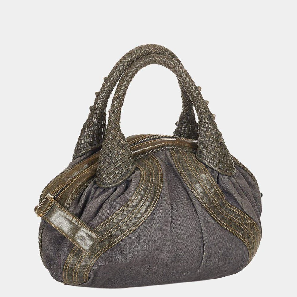 商品[二手商品] Fendi|Fendi Grey Denim Leather Spy Top Handle Bag,价格¥4459,第2张图片详细描述